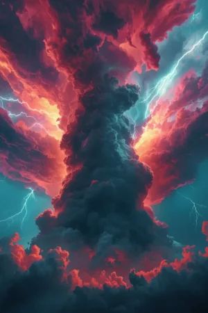 Home lucid origin a terrifyingly massive storm column rising straight into the sky viewed from a l 0