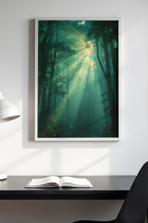 emerald light forest – nature poster