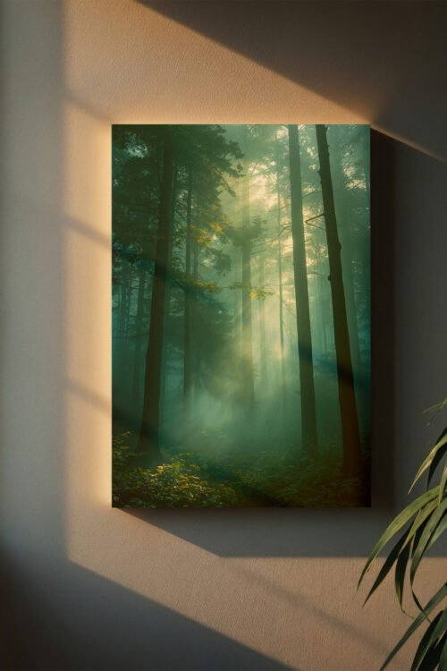 silent forest light – nature poster