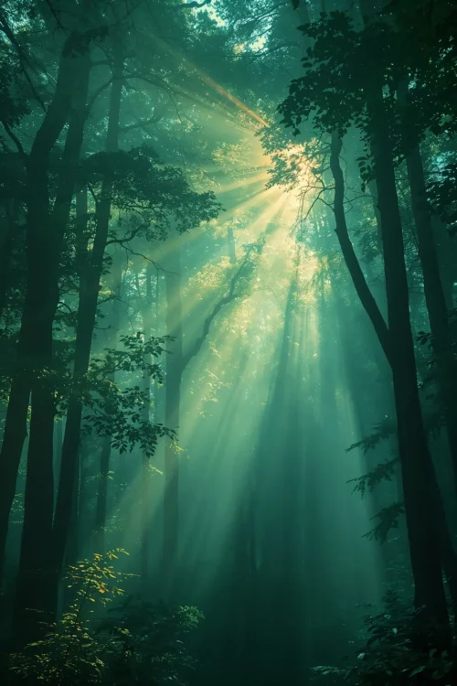 emerald light forest – nature poster