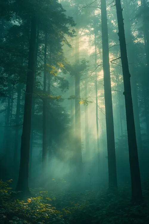 silent forest light – nature poster