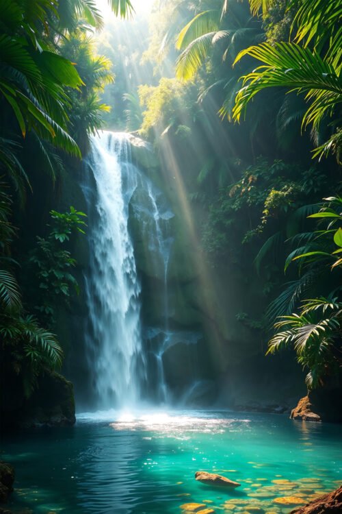 tropical waterfall light
